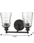 9" Black And Clear Metal and Glass Vanity Flush Mounted Sconce