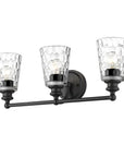 9" Black And Clear Metal and Glass Vanity Flush Mounted Sconce