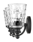 9" Black And Clear Metal and Glass Vanity Flush Mounted Sconce