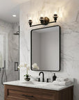 9" Black And Clear Metal and Glass Vanity Flush Mounted Sconce