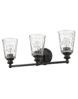 9" Black And Clear Metal and Glass Vanity Flush Mounted Sconce