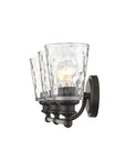 9" Black And Clear Metal and Glass Vanity Flush Mounted Sconce