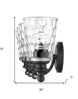 9" Black And Clear Metal and Glass Vanity Flush Mounted Sconce
