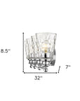 9" Silver And Clear Metal and Glass Vanity Flush Mounted Sconce