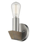 Silver Metal and Wood Wall Sconce