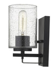 Black Metal and Textured Glass Wall Sconce