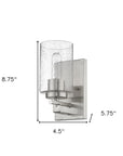 Silver Metal and Textured Glass Wall Sconce
