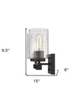 10" Black And Clear Metal Vanity Flush Mounted Sconce