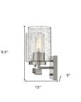 10" Silver And Clear Metal Vanity Flush Mounted Sconce