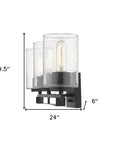10" Black And Clear Metal Vanity Flush Mounted Sconce