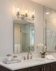 10" Clear And Silver Metal Vanity Flush Mounted Sconce