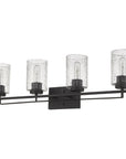 10" Black And Clear Metal and Glass Vanity Flush Mounted Sconce