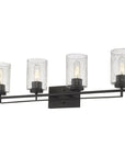 10" Black And Clear Metal and Glass Vanity Flush Mounted Sconce