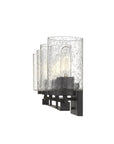 10" Black And Clear Metal and Glass Vanity Flush Mounted Sconce