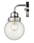 One Light Silver Wall Sconce with Round Glass Shade