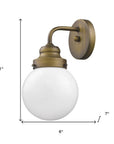 One Light Gold Wall Sconce with Round Glass Shade