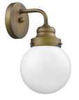 One Light Gold Wall Sconce with Round Glass Shade
