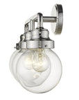 12" Silver And Clear Metal and Glass Vanity Flush Mounted Sconce