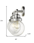 12" Silver And Clear Metal and Glass Vanity Flush Mounted Sconce