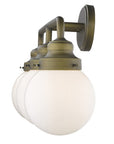 12" Brass And White Metal and Glass Vanity Flush Mounted Sconce