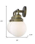 12" Brass And White Metal and Glass Vanity Flush Mounted Sconce
