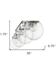 12" Silver And Clear Metal and Glass Vanity Flush Mounted Sconce