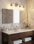 12" Silver And Clear Metal and Glass Vanity Flush Mounted Sconce