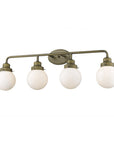 36" Brass And White Metal And Glass Four Light Vanity Light