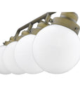 36" Brass And White Metal And Glass Four Light Vanity Light