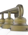 36" Brass And White Metal And Glass Four Light Vanity Light