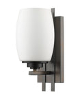 Geometric Bronze Wall Sconce with Frosted Glass Shade