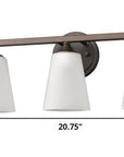 21" Bronze And White Metal and Glass Three Lights Flush Mounted Sconce