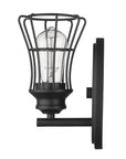 One Light Matte Black Cage Wall Sconce