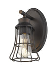 One Light Bronze Cage Wall Light