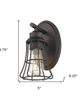 One Light Bronze Cage Wall Light