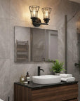 9" Black Metal Vanity Flush Mounted Sconce