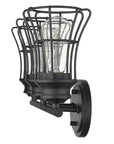 9" Black Metal Vanity Flush Mounted Sconce