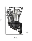 9" Black Metal Vanity Flush Mounted Sconce