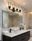 9" Black Metal Vanity Flush Mounted Sconce