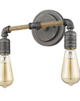 Two Light Industrial Textured Gray Wall Light