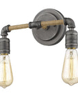 Two Light Industrial Textured Gray Wall Light