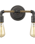 Two Light Industrial Textured Gray Wall Light