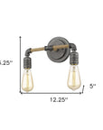 Two Light Industrial Textured Gray Wall Light