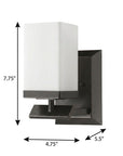 5" Black And White Metal Flush Mounted Sconce