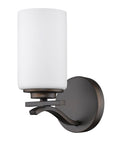 One Light Bronze and Glass Wall Sconce