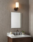 One Light Bronze and Glass Wall Sconce