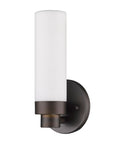 Bronze Wall Light with Narrow Frosted Glass Shade