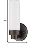 Bronze Wall Light with Narrow Frosted Glass Shade
