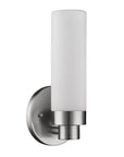 Silver Wall Light with Narrow Frosted Glass Shade