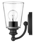 One Light Matte Black Glass Shade Wall Sconce